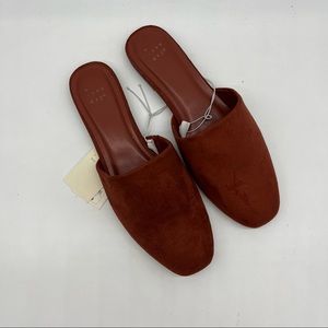 A New Day Velvet Velour Suede Mules Sandals Slides NWT Brown Square Toe Size 10